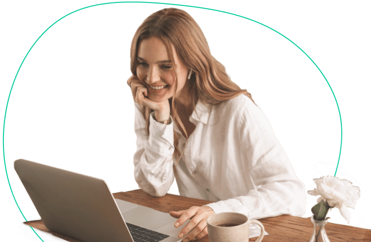 Female speaking online language teacher on her laptop